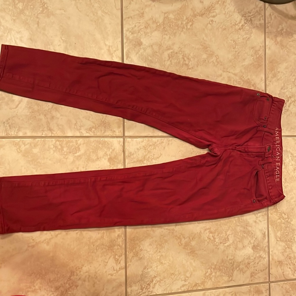 American Eagle Red Denim Jeans